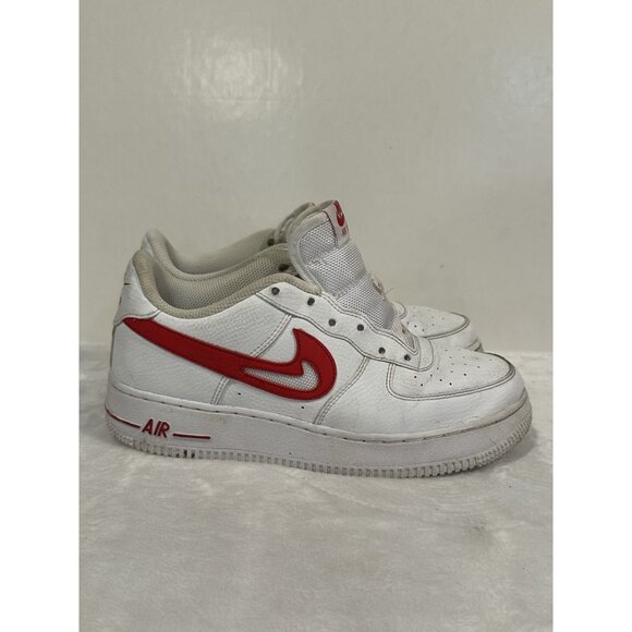 Nike Air Force 1 White University Red Size 6y (missing Laces) - Picture 2 of 10